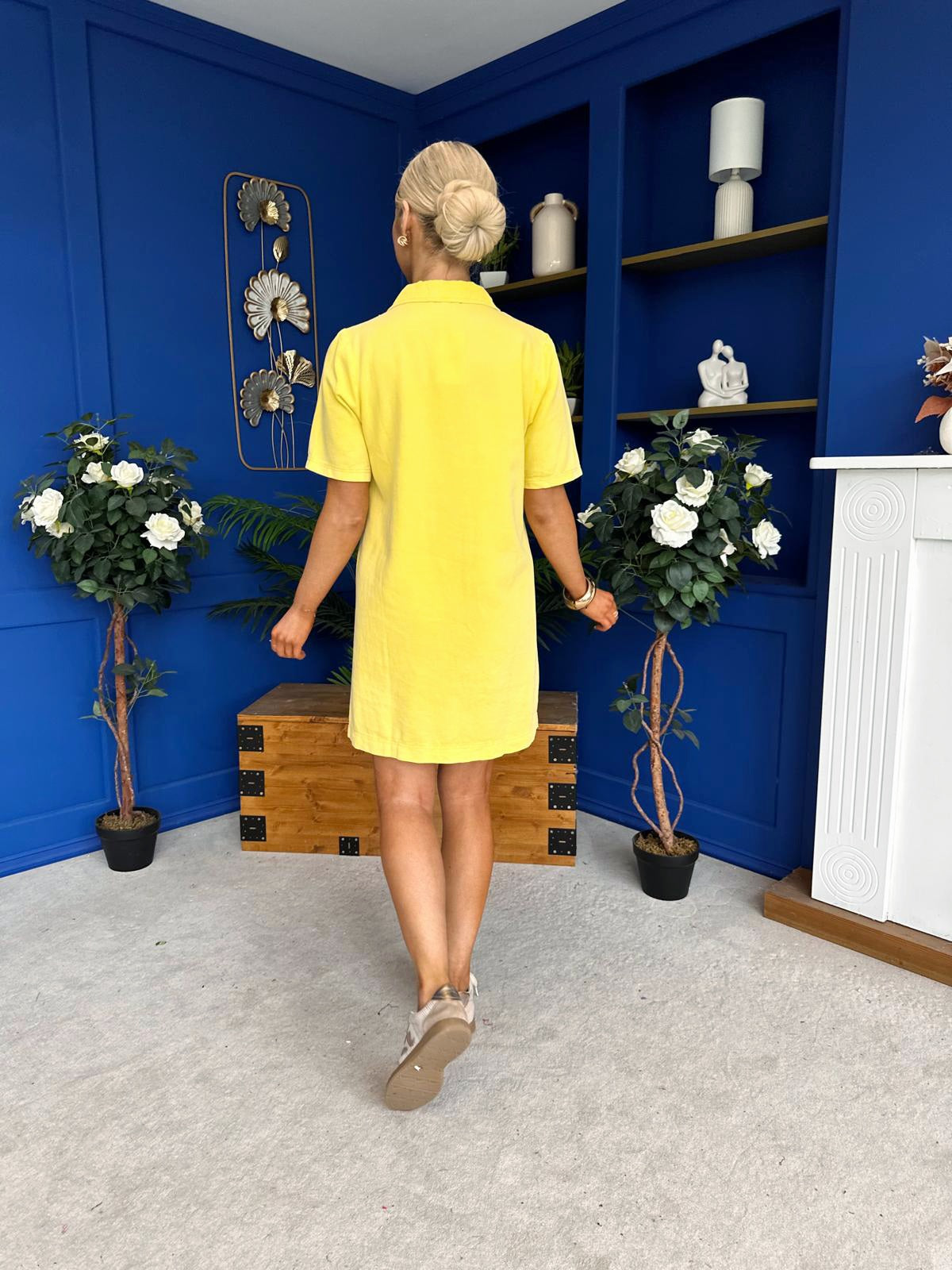 Lauren Denim Mini Shift Dress Yellow