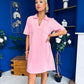 Lauren Denim Mini Shift Dress Pink
