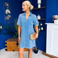 Lauren Denim Mini Shift Dress Blue