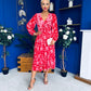 Bronagh Banded Midi Dress Red Floral