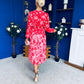 Bronagh Banded Midi Dress Red Floral