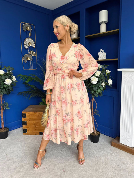 Bronagh Banded Midi Dress Yellow Floral