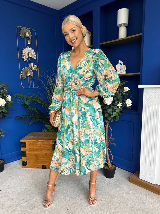 Bronagh Banded Midi Dress Green Leaf