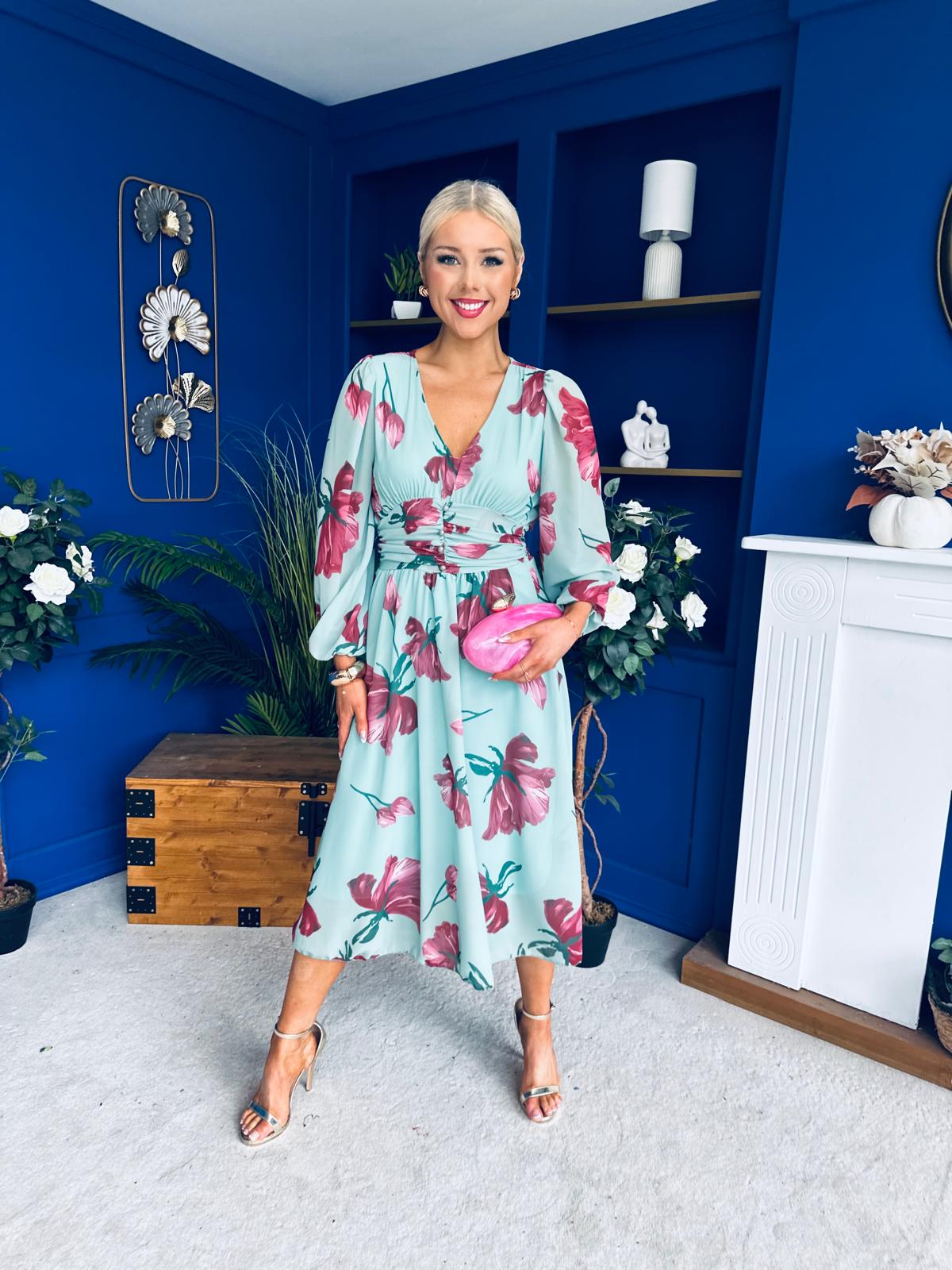 Bronagh Banded Midi Dress Pastel Floral