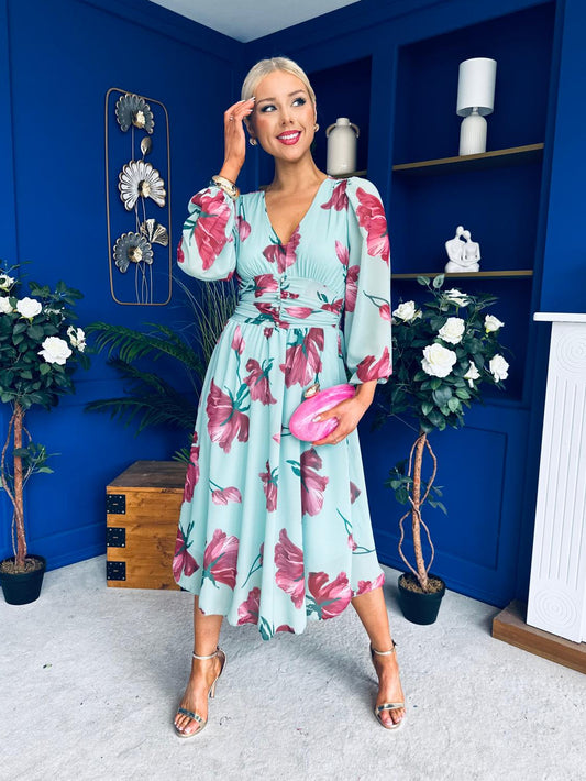 Bronagh Banded Midi Dress Pastel Floral