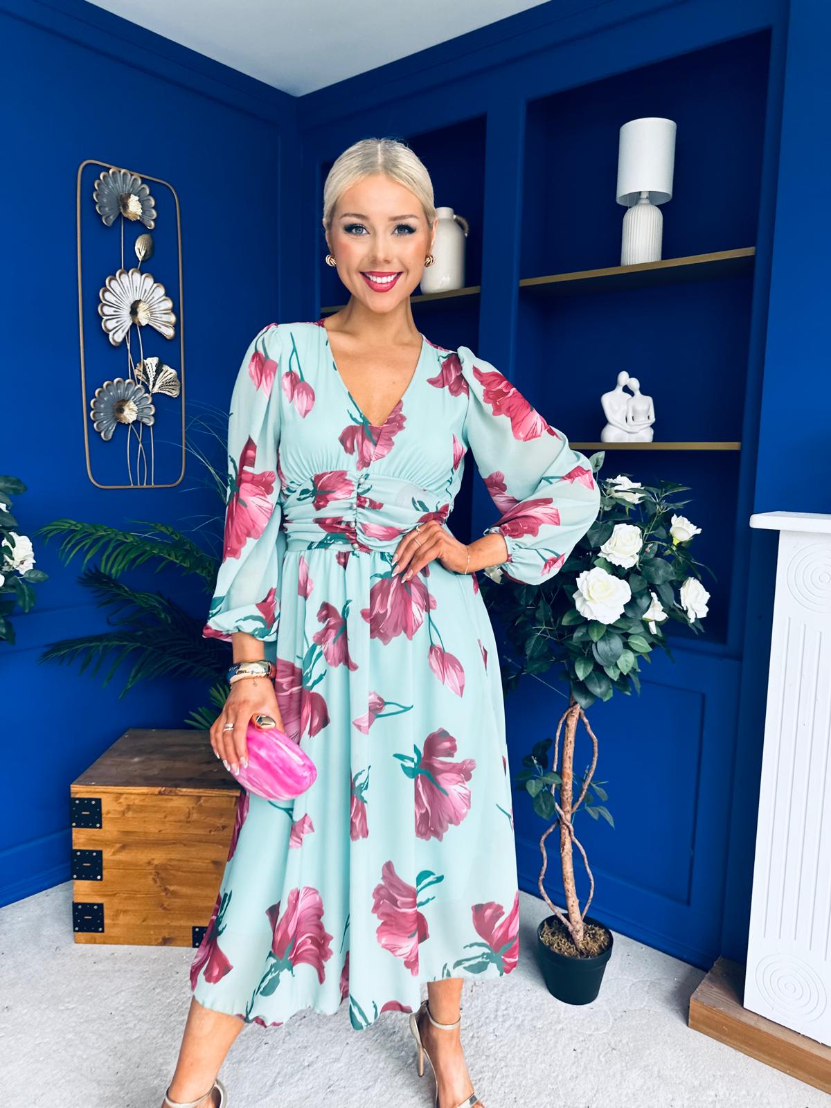 Bronagh Banded Midi Dress Pastel Floral