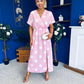 Katrina Short Sleeve Midi Dress Polka Pink
