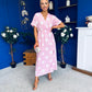 Katrina Short Sleeve Midi Dress Polka Pink