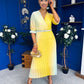 Danny Pleated Midi Dress Ombre Yellow
