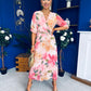 Danny Pleated Midi Dress Floral Peach