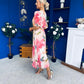 Danny Pleated Midi Dress Floral Peach