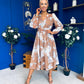 Orlaith Banded Midi Dress Floral Mocha