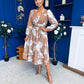Orlaith Banded Midi Dress Floral Mocha