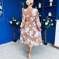 Orlaith Banded Midi Dress Floral Mocha
