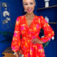 Orlaith Banded Midi Dress Floral Coral