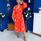 Orlaith Banded Midi Dress Floral Coral