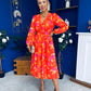 Orlaith Banded Midi Dress Floral Coral