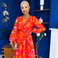Orlaith Banded Midi Dress Floral Coral