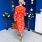 Orlaith Banded Midi Dress Floral Coral
