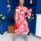 Orlaith Banded Midi Dress Floral White