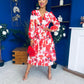 Orlaith Banded Midi Dress Floral White