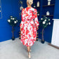 Orlaith Banded Midi Dress Floral White