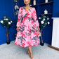 Orlaith Banded Midi Dress Floral Cerise