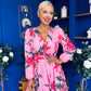 Orlaith Banded Midi Dress Floral Cerise