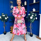 Orlaith Banded Midi Dress Floral Cerise