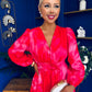 Orlaith Banded Midi Dress Floral Hot Pink
