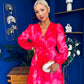 Orlaith Banded Midi Dress Floral Hot Pink