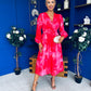 Orlaith Banded Midi Dress Floral Hot Pink