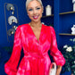 Orlaith Banded Midi Dress Floral Hot Pink