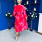 Orlaith Banded Midi Dress Floral Hot Pink