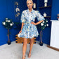 Collins Lace Detail Mini Shirt Dress Blue
