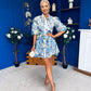 Collins Lace Detail Mini Shirt Dress Blue