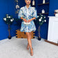 Collins Lace Detail Mini Shirt Dress Blue