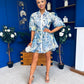 Collins Lace Detail Mini Shirt Dress Blue
