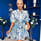 Collins Lace Detail Mini Shirt Dress Blue