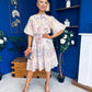 Philipa Puff Sleeve Mini Shirt Dress Floral Pastel
