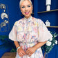 Philipa Puff Sleeve Mini Shirt Dress Floral Pastel