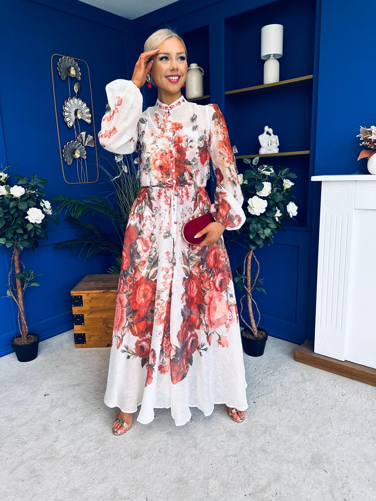 Hayley 3d Floral Detail Shirt Dress Floral Rose