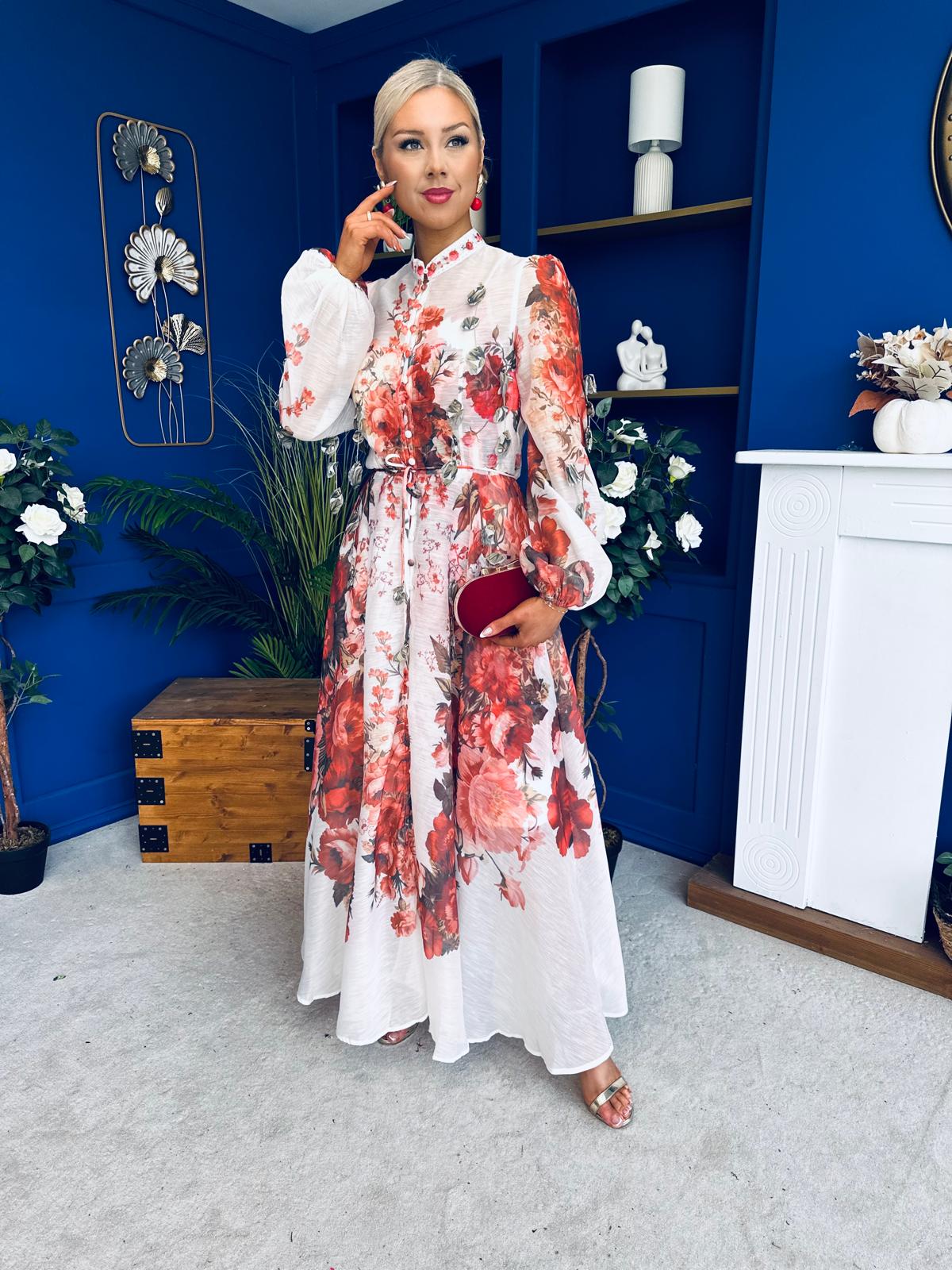 Hayley 3d Floral Detail Shirt Dress Floral Rose