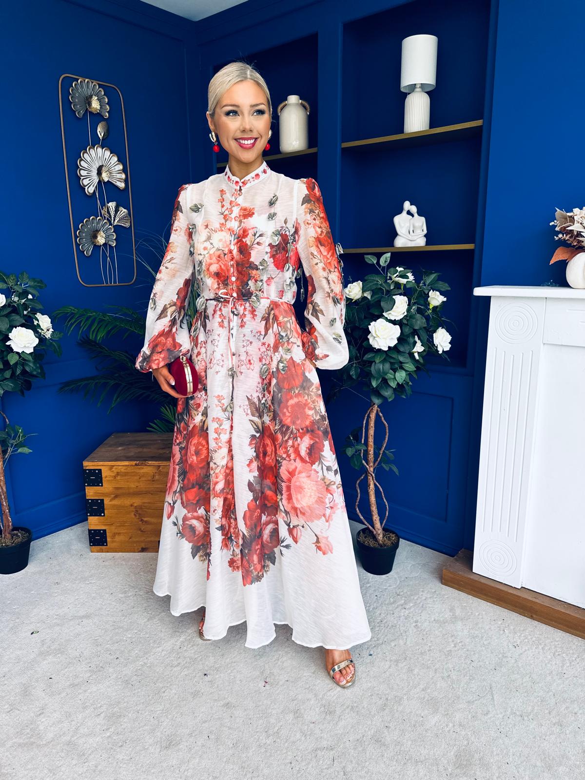 Hayley 3d Floral Detail Shirt Dress Floral Rose