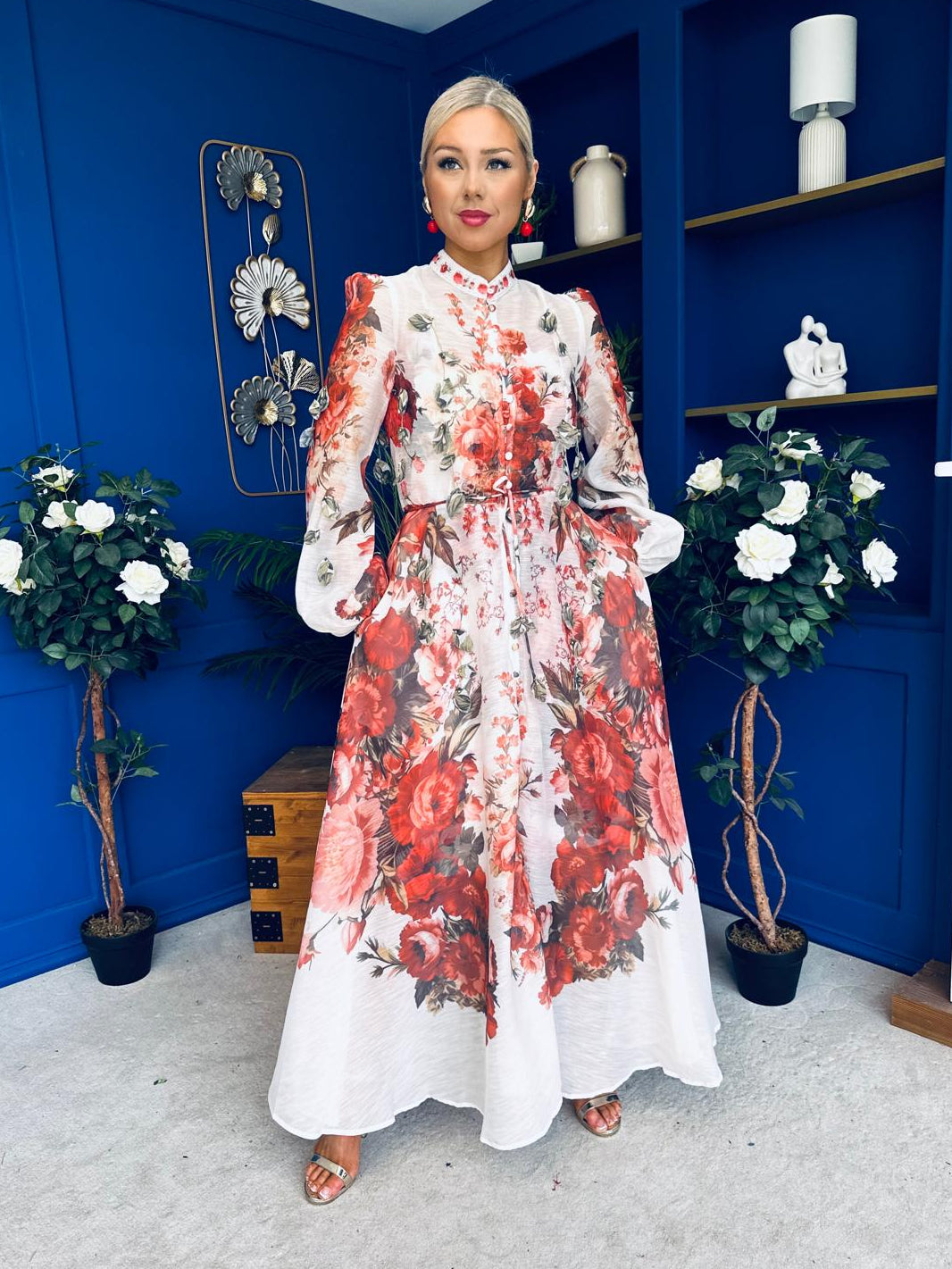 Hayley 3d Floral Detail Shirt Dress Floral Rose