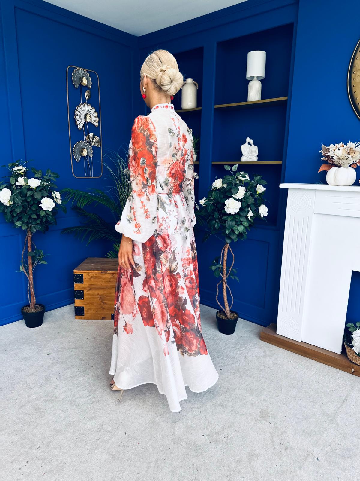 Hayley 3d Floral Detail Shirt Dress Floral Rose