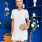 Loretta Lace Detail Mini Shift Dress Cream