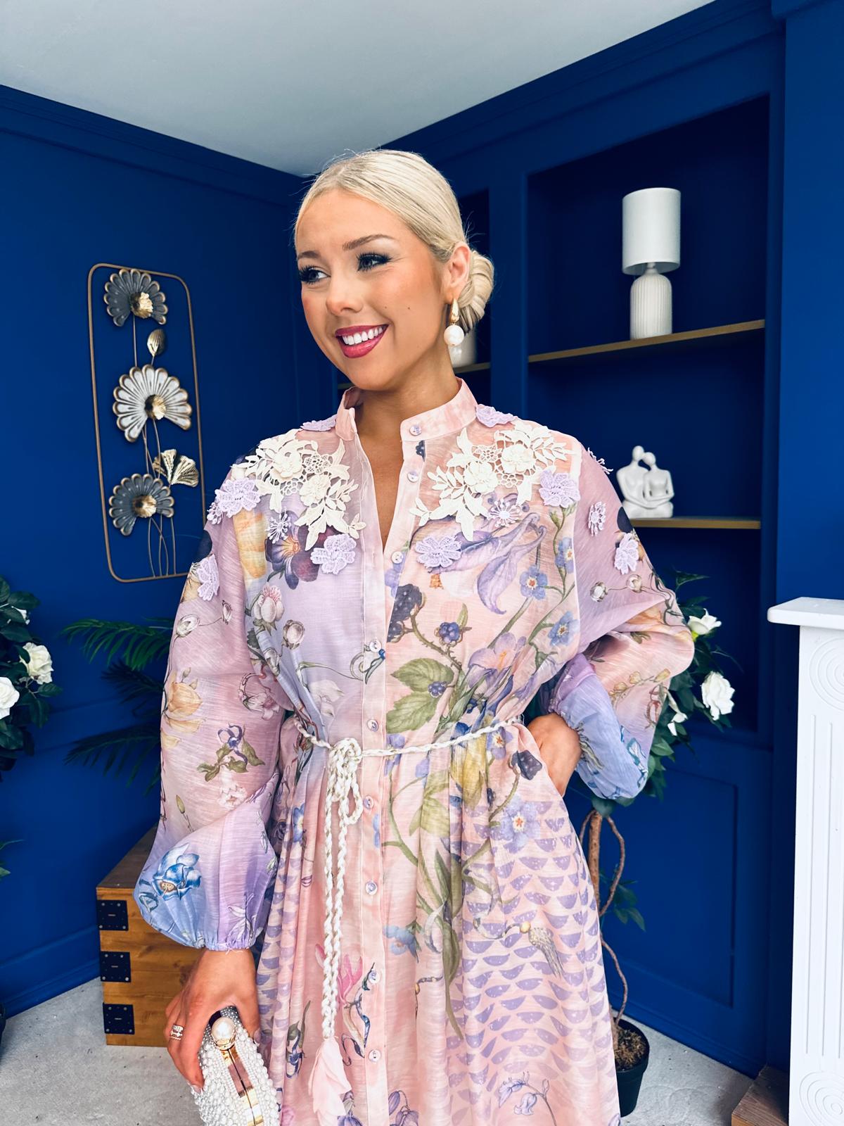 Janette 3d Floral Detail Shirt Dress Floral