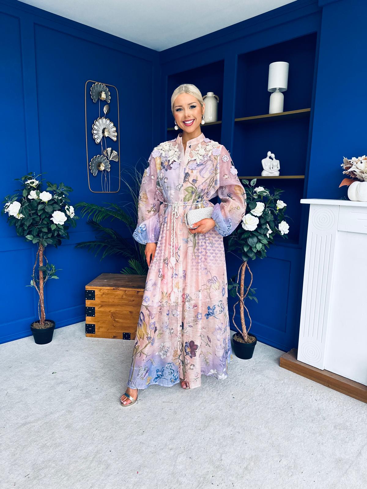 Janette 3d Floral Detail Shirt Dress Floral