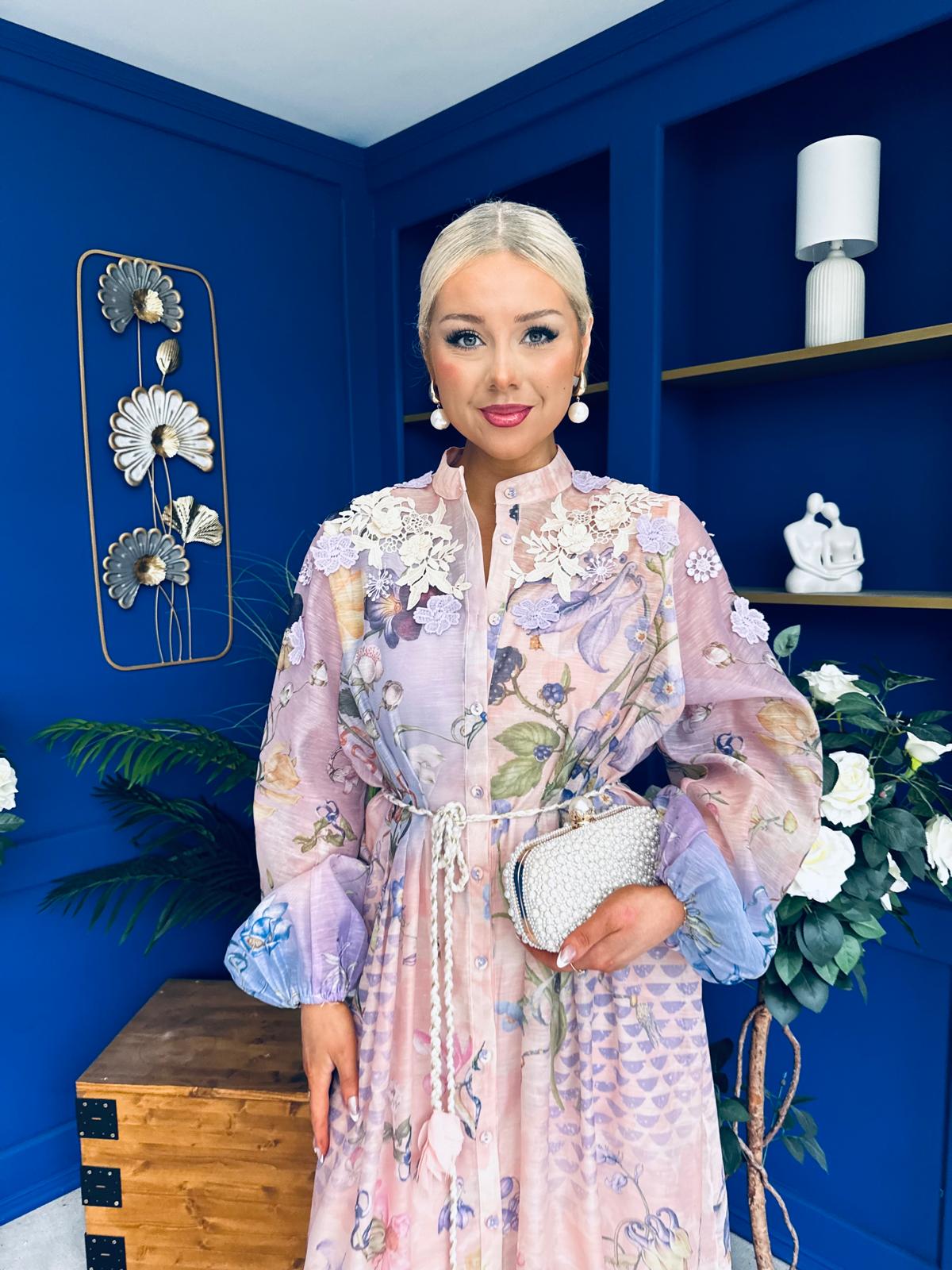 Janette 3d Floral Detail Shirt Dress Floral